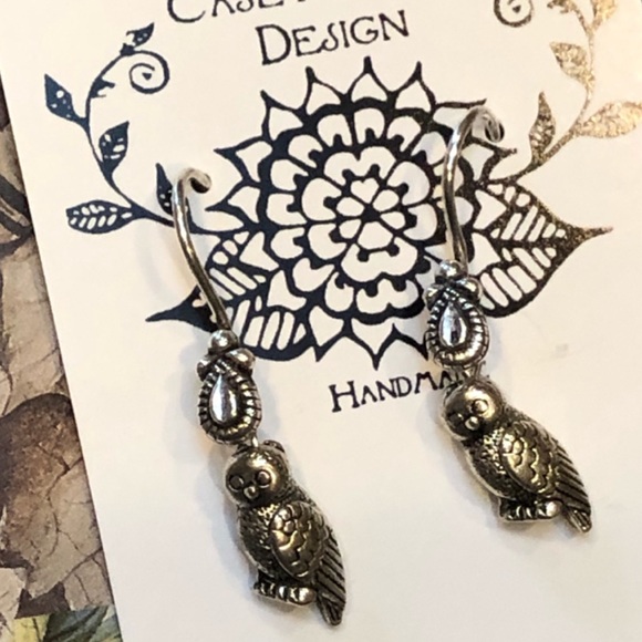Silver Owl Earrings - Picture 2 of 8